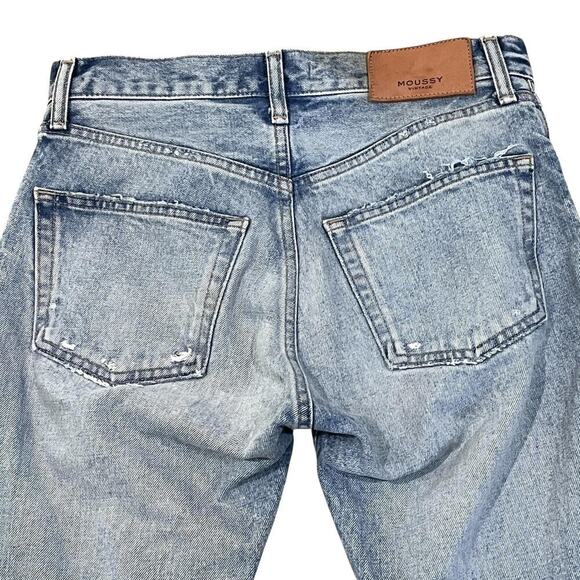 MOUSSY Vintage Jeans Womens 25 Blue Distressed Straight Leg Ankle Length Denim - Picture 6 of 10